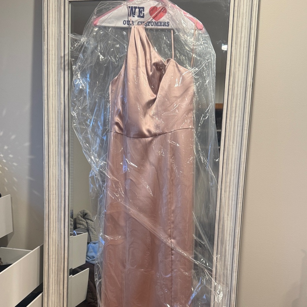 Elegant One Shoulder Pink Dress